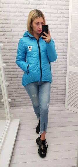 Жіноча демісезонна куртка з емблемою, арт.210/7, блакитний | Зображення 2