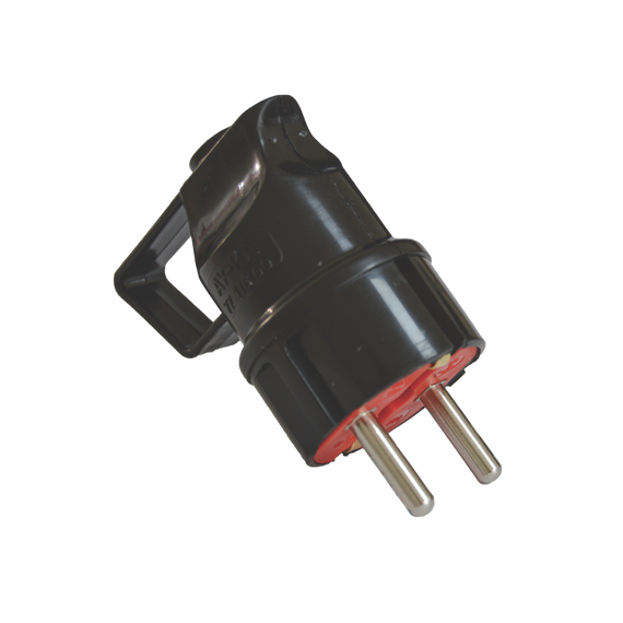 Вилка з заземленням, 16А, з ручкою, чорна, AY-KA, (арт. 62-13-33)