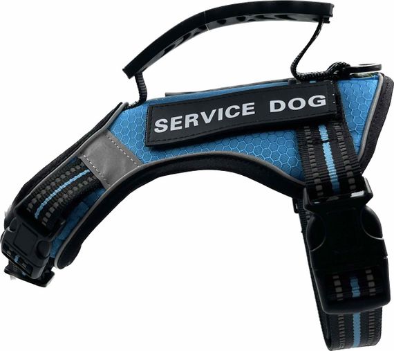 Шлейка для собак Service Dog S, M, L, XL, Голубая, Шлей для собак, Нагрудник для средних пород | Зображення 4