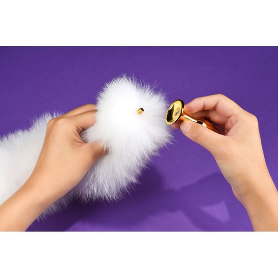 Анальна пробка UPKO з довгим білим хвостом з лисячого хутра sexstyle | Зображення 4