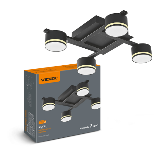 Світильник VIDEX під лампу 4xGX53 накладний Чорний (VL-SPF31-4B)