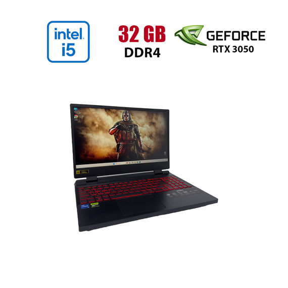Игровой ноутбук Acer Nitro 5 / 15.6" (1920x1080) IPS / Intel Core i5-12450H (8 (12) ядер по 3.3 - 4.4 GHz) / 16 GB DDR4 / 1000 GB SSD / nVidia GeForce RTX 3050, 4 GB GDDR6, 128-bit / WebCam б/у