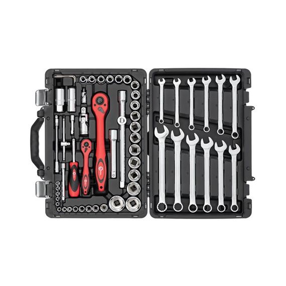 Професійний набір інструментів 1/4", 1/2", 61 од., Cr-V INTERTOOL ET-6061 | Зображення 1