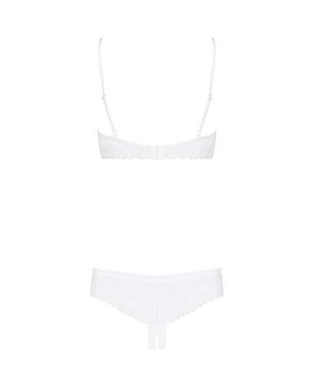 Эротический комплект с бюстгальтером-получашкой Obsessive Alabastra S/M, белый, трусики с доступом sexstyle | Зображення 5