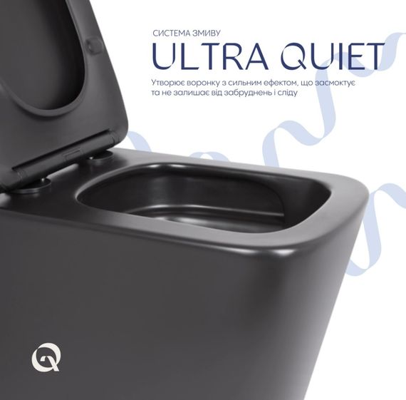 Унітаз підвісний Qtap Tern New Ultra Quiet, з сидінням Slim Duroplast/ Soft-close/ Quick Release QT17332303ASMB | Зображення 6