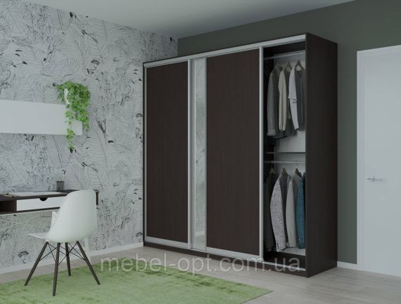 Шафа купе Сіті Лайт Doros Венге 2 ДСП / 1 Дзеркало 225х60х225 (44900020) | Зображення 3