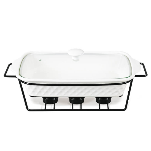 Марміт прямокутний 1,1л 30см кераміка скляна кришка + метал.підставка MR-11259-73 Maestro