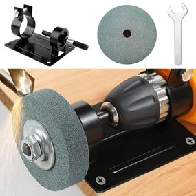 Насадка на дриль з точильним каменем та гайковим ключем / Шліфувальний камінь для заточування ножів, ножиць та свердлів