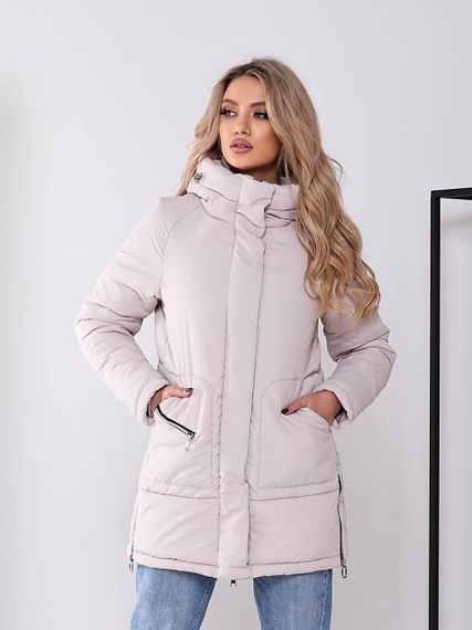 Жіноча зимова куртка з капюшоном, арт. 509, беж (жемчуг) | Зображення 3