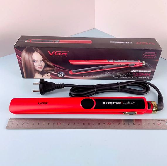Випрямляч для волосся VGR V-518 Red, керамічне покриття, температура 100-230°C, LED дисплей, 40 Вт (46262-518_369) | Зображення 2