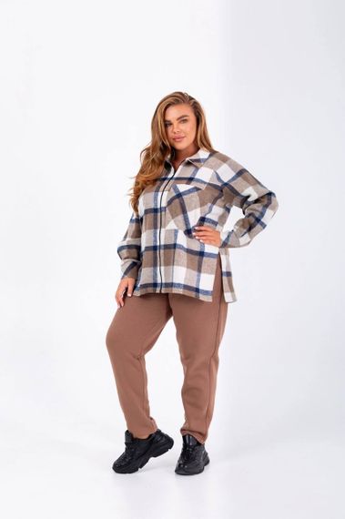 Женский теплый костюм рубашка и штаны NB23031 цвет мокко, размер 50/54 | Зображення 5