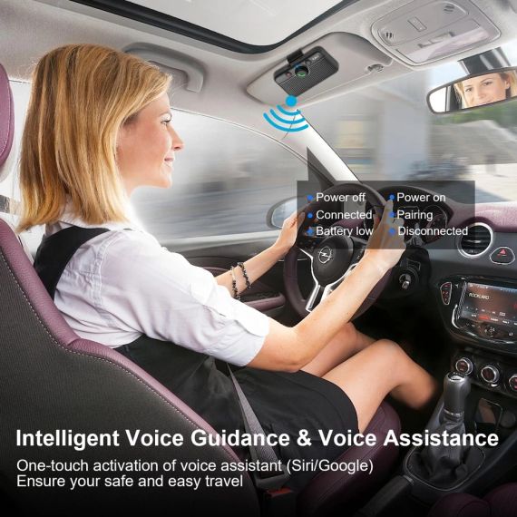 Автомобільна акустична система Bluetooth 5.3, гучний зв’язок, автоматичне увімкнення під час руху, голосові підказки. | Зображення 2