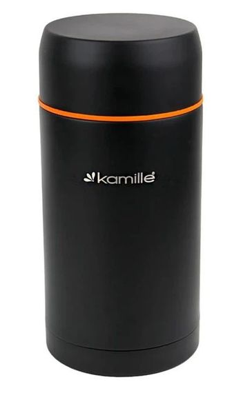 Термос харчовий Kamille KM-2093A 1000 мл чорний з оранжевим | Зображення 1