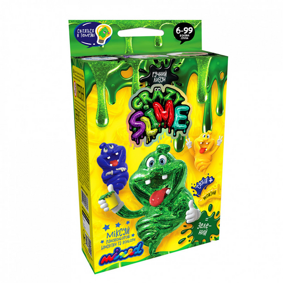 Дитячий набір для створення лизуна "Crazy Slime" SLM-02, 4 види  Зелений