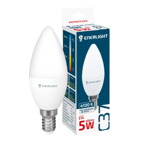 Лампа LED C37 5W E14 4100К 175-275V Enerlight