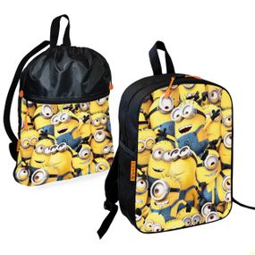 Школьный рюкзак детский Миньоны + Сумка для обуви спортивной формы рюкзак-мешок мальчику (01918)