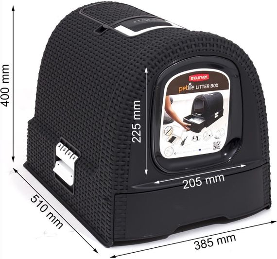 Туалет-домик для кошек Curver Cat Litter Box 00615, закрытый, с дверцей и фильтром, черный | Зображення 1