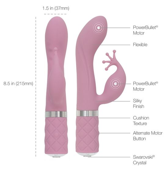 Розкішний вібратор-кролик Pillow Talk - Kinky Pink з кристалом Сваровські, потужний | Зображення 7