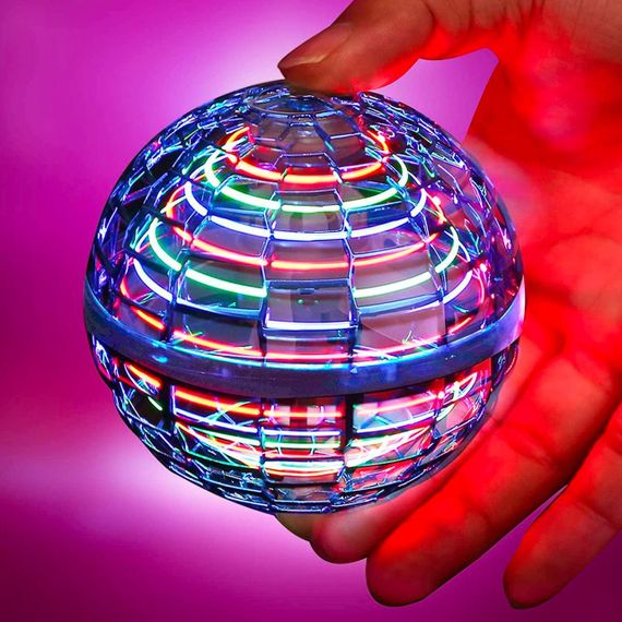 Летающий светящийся шар FLYING SPINNER, с USB, Синий / Игрушка бумеранг с подсветкой / Летающий мячик | Зображення 8