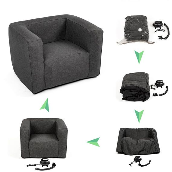 Надувне крісло сіре SW-00002292 | Зображення 5