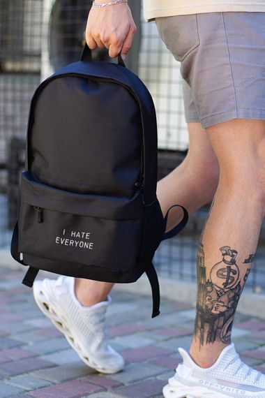 Повсякденний рюкзак шкільний Without з принтом Hate Black
