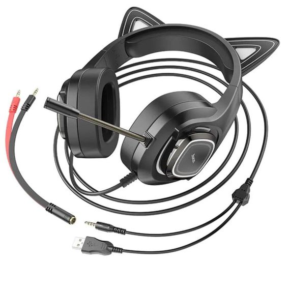 Навушники HOCO W107 Cute cat luminous cat ear gaming headphones Elf Cat | Зображення 4