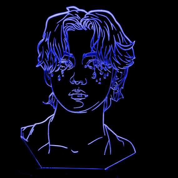 Акриловий світильник-нічник BTS Кім Техен "V" синій tty-n001038