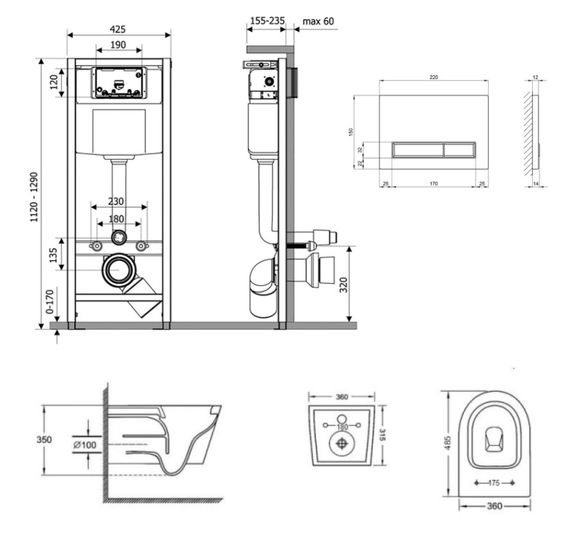 Набір Qtap Nest 4 в 1 підвісний унітаз Jay Ultra Quiet 485x360x320 + комплект інсталяції QT07335177W45140 | Зображення 1
