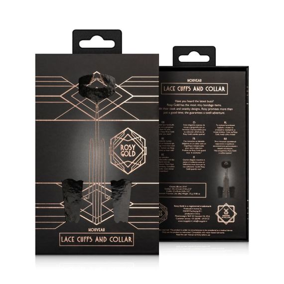Мереживні наручники та комір Rosy Gold Lace Cuffs and Collar Чорні One Size | Зображення 6