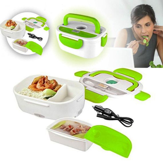 Ланч Бокс на Два Отсека с Подогревом Еды от сети 220в Lunch box Термос Пищевой зеленый | Зображення 2