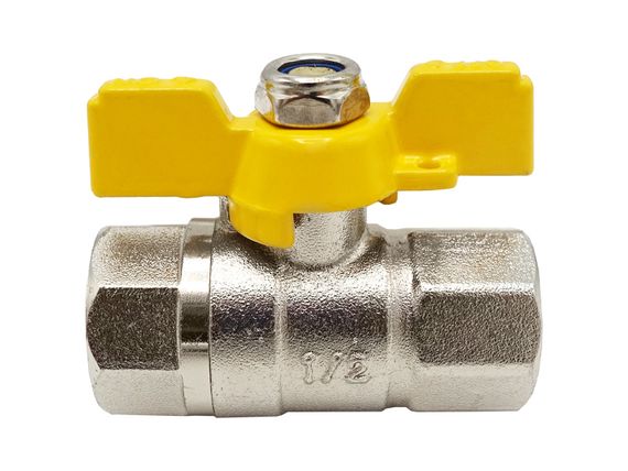 Кран кульовий нікель для газу Nickel PRO 1/2" ВВ PN20 жовтий метелик  ASCO 1/26 | Зображення 4