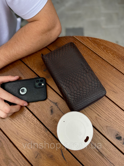 Коричневий гаманець-клатч на дві блискавки з блоком під картки із натуральної шкіри Marco Coverna MC086-5901С | Зображення 7