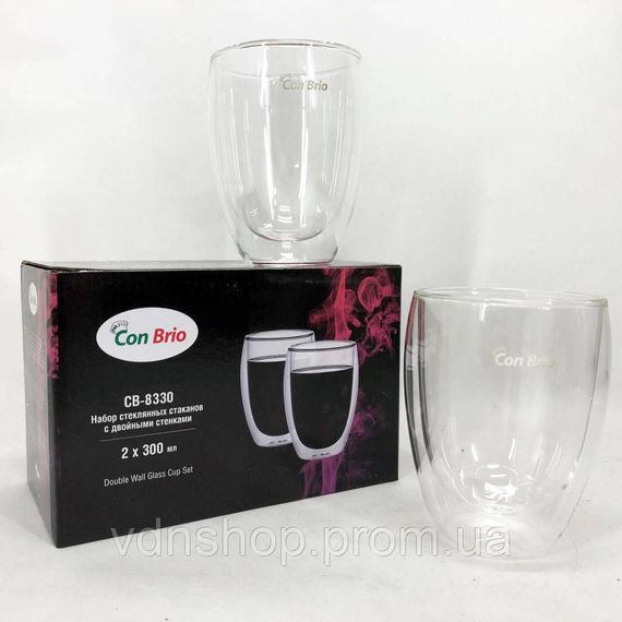 Стеклянные чашки с двойным дном Con, Набор стаканов с двойными стенками для кофе Чашки двойный дном HM-68 | Зображення 4
