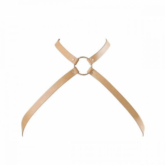 Портупея з екошкіри Bijoux Indiscrets MAZE – Cross Cleavage, бежева | Зображення 2
