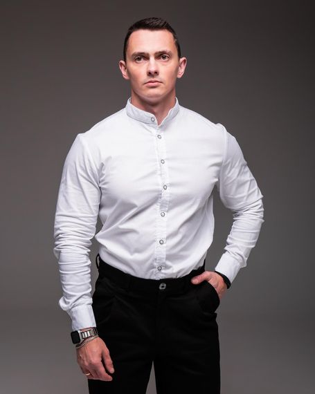 Мужская рубашка с воротником стойка и длинным рукавом на пуговицах RA1839 цвет белый, размер XL | Зображення 5