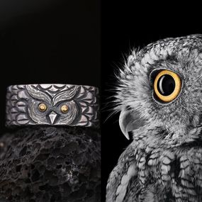 Модное тотемное кольцо, кольцо в виде совы - филина, Кольцо символ мудрости, размер регулируемый