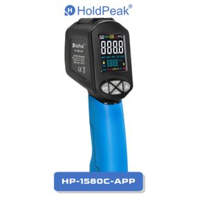 Пірометр HoldPeak HP-1580 інфрачервоний безконтактний термометр цифровий (-50 °C ~ 1580 °C 0.1-0.99 EMS 30:1 250 ms Bluetooth кольоровий дисплей)