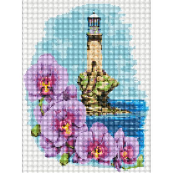 УЦЕНКА!!! Алмазная мозаика "Маяк с орхидеями" ©Анна Кулик AMO7622-UC 30х40 см