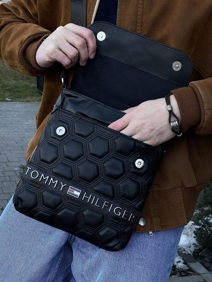 Месенджер шкіряний Tommy Hilfiger чорні шестикутники | Зображення 3