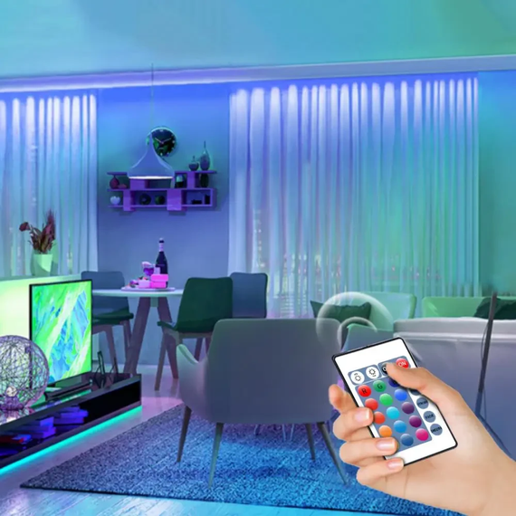 Світлодіодна стрічка багатобарвна 3528 RGB 5 м Led з пультом | Зображення 2