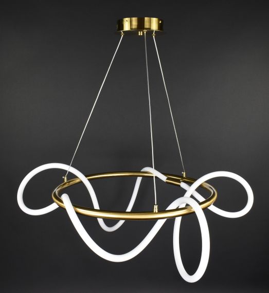 Люстра світлодіодна підвісна LED світильник для квартири на стелю лед 27728 Латунь 50-150х80х80 см. | Зображення 4