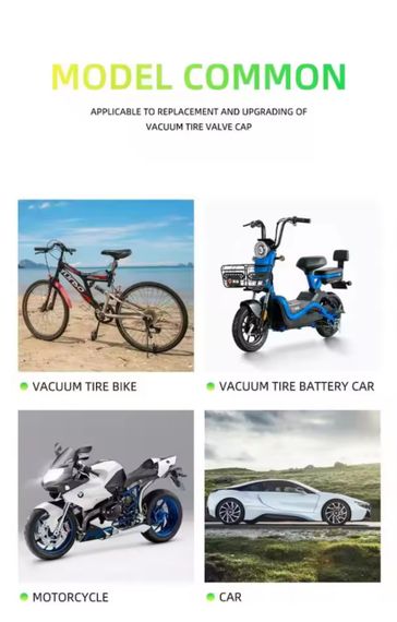 Зелені флуоресцентні (неонові) ковпачки на ніпель для велосипеда, машини, мотоцикла, самоката | Зображення 6