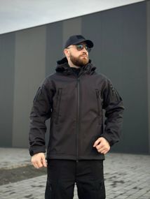 Військова куртка на флісі Soft Shell Military Black