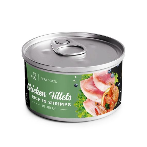 Влажный корм Savory Chicken Fillets rich in Shrimp in Jelly for Adult Cats филе курицы с креветками в желе для взрослых котов, 70 г