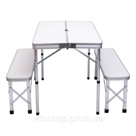 Комплект туристичний стіл + 2 лавки складні меблі Білий Lugi JY-9060W | Зображення 1