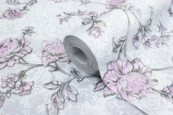 Виниловые серые обои в зал, флизелиновые обои метровые  1,06 х10,05м | Зображення 1