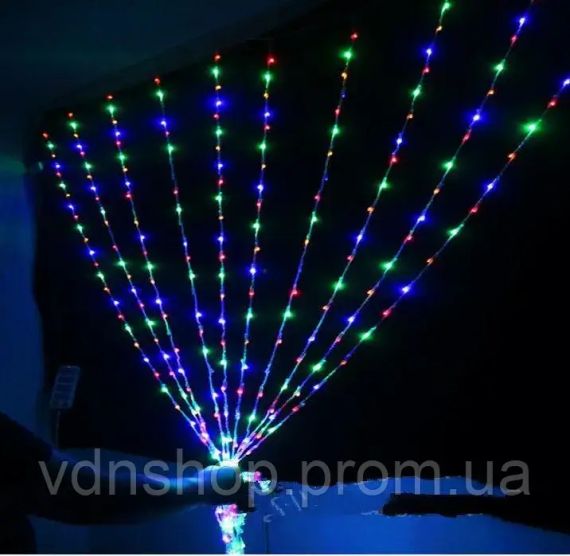 Новогодние гирлянды. Гирлянда водопад 320-400L 3x3м(10х32Ламп) Микс (7149) | Зображення 3