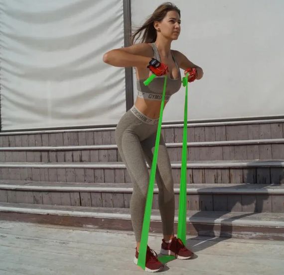 Стрічка-еспандер для фітнесу та реабілітації PowerPlay 4112 0.5 мм MediBand Medium Зелена (9 кг) (PP_4112_Green_Medium) | Зображення 2