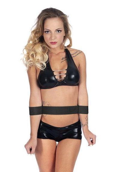 Фіксатор для талії і рук Fetish Tentation Waist and Wrist Straps з маскою на очі Sex Aura