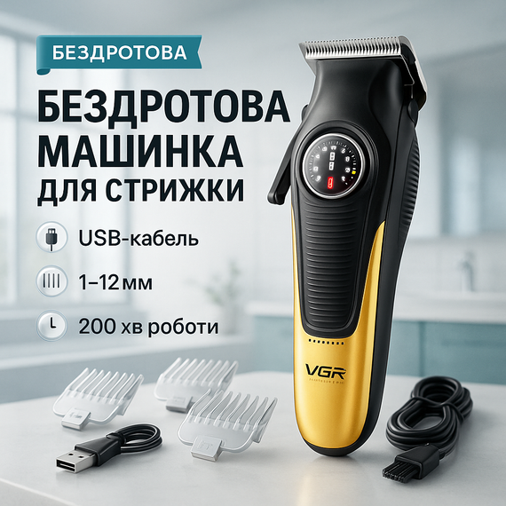 Перукарська машинка акумуляторна професійна VGR, Машинка для стрижки хороша Миюча для стрижки TP-93